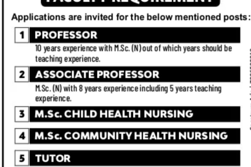 KIDNEY COLLEGE OF NURSING SRINAGAR FACULTY JOB OPPORTUNITIES 2025
