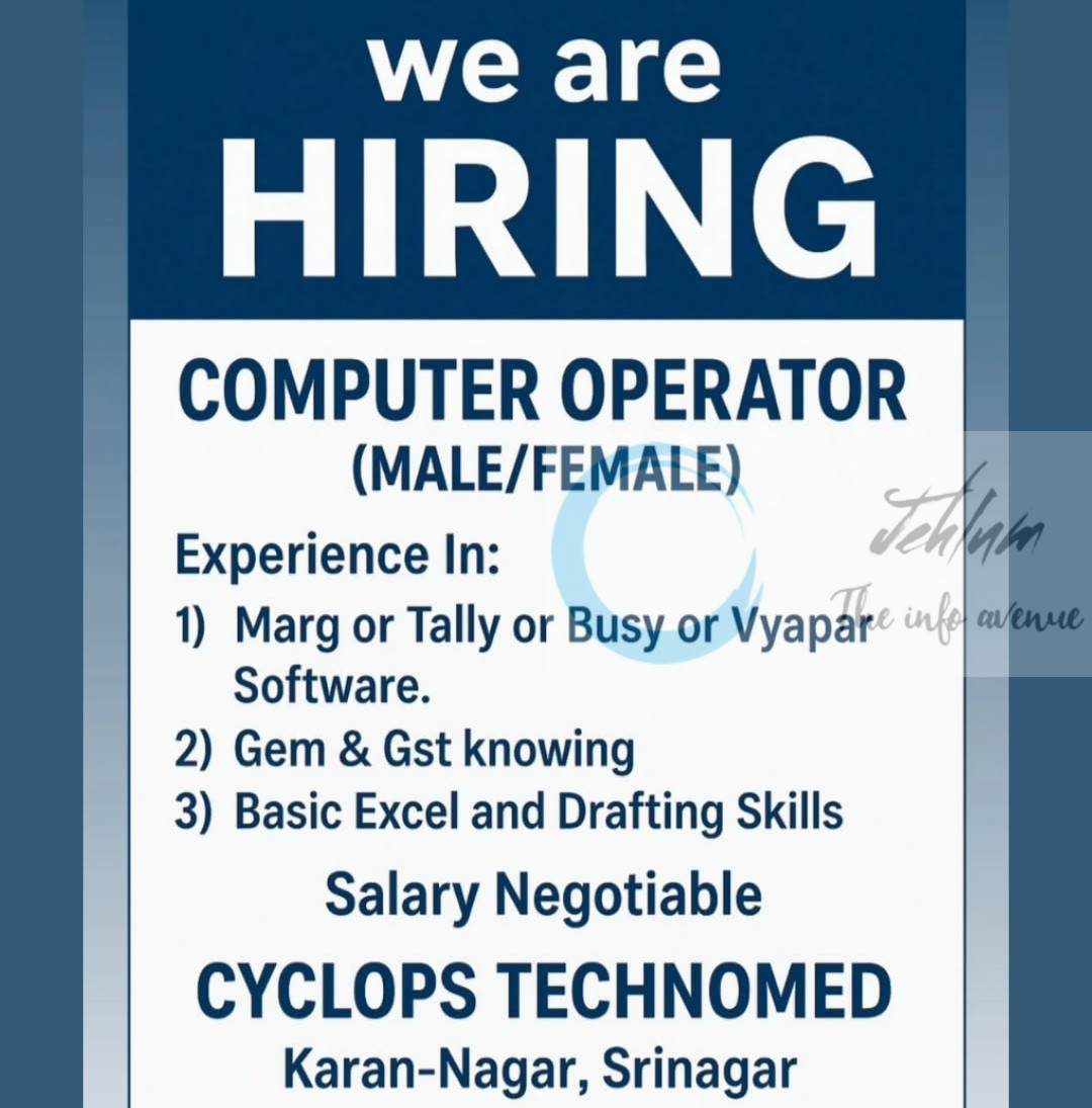 CYCLOPS TECHNO MED SRINAGAR JOB OPPORTUNITIES 2025