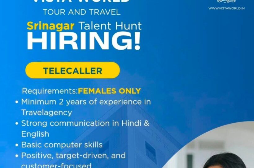 World Tour and Travel Srinagar Telecaller job opportunities 2025