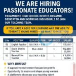 Paramount High School Srinagar teachers job opportunities 2025