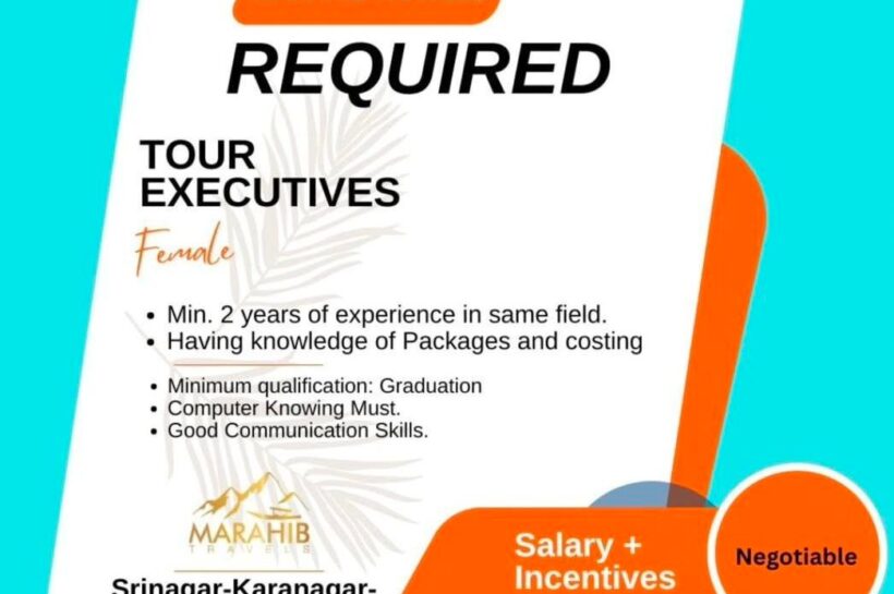 Marahib Travels MT Srinagar Tour Executives Job opportunities 2025
