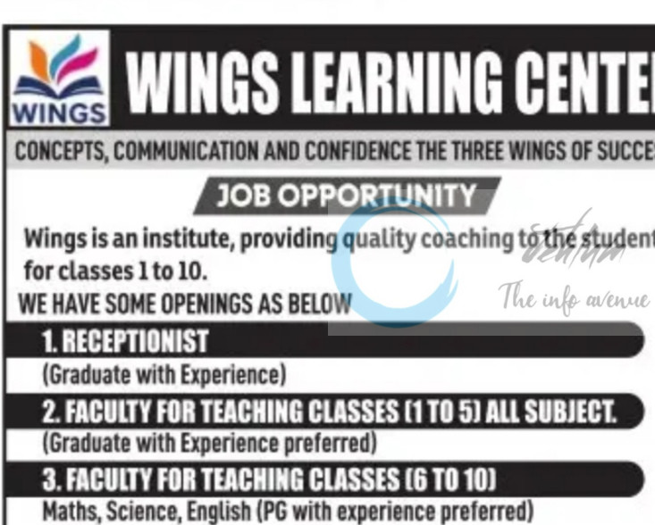 WINGS LEARNING CENTER WLC SRINAGAR RECEPTIONIST AND FACULTY JOB OPPORTUNITIES 2025 1 WINGS LEARNING CENTER WLC SRINAGAR RECEPTIONIST AND FACULTY JOB OPPORTUNITIES 2025