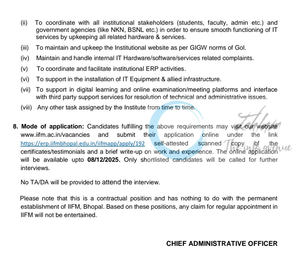 Indian Institute of Forest Management IIFM Bhopal System and Network Assistant Recruitment Notification IIFM/PERS/A-69/17/2025 2 Indian Institute of Forest Management IIFM Bhopal System and Network Assistant Recruitment Notification IIFM/PERS/A-69/17/2025