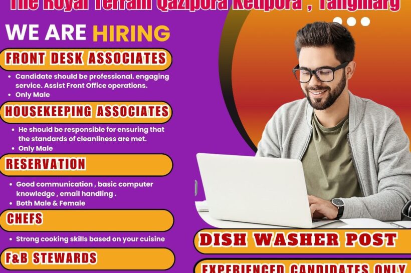 The Royal Terrain TRT gulmarg Front Desk and Housekeeping Staff job opportunities 2025