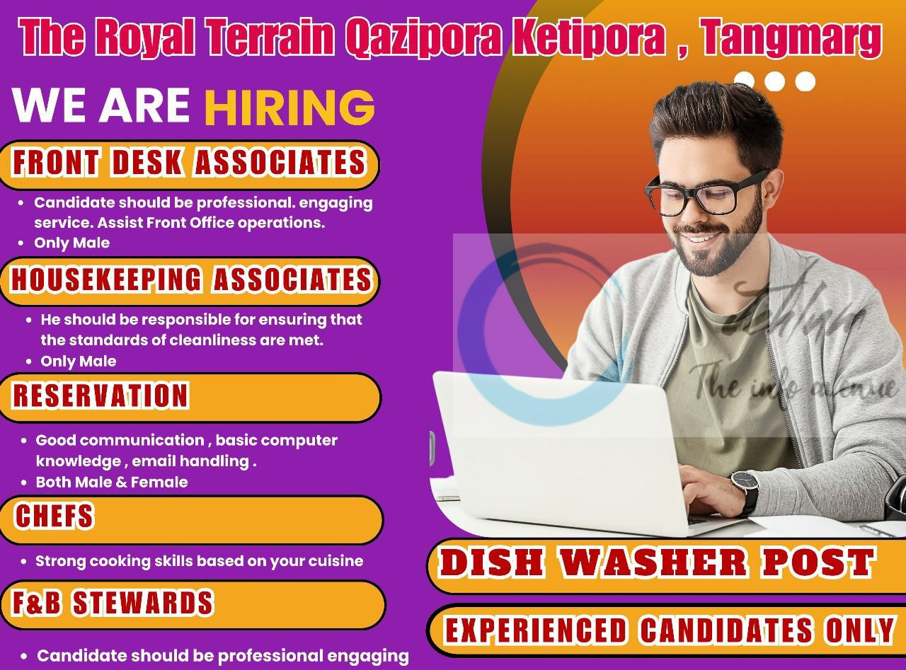 The Royal Terrain TRT gulmarg Front Desk and Housekeeping Staff job opportunities 2025 2 The Royal Terrain TRT gulmarg Front Desk and Housekeeping Staff job opportunities 2025