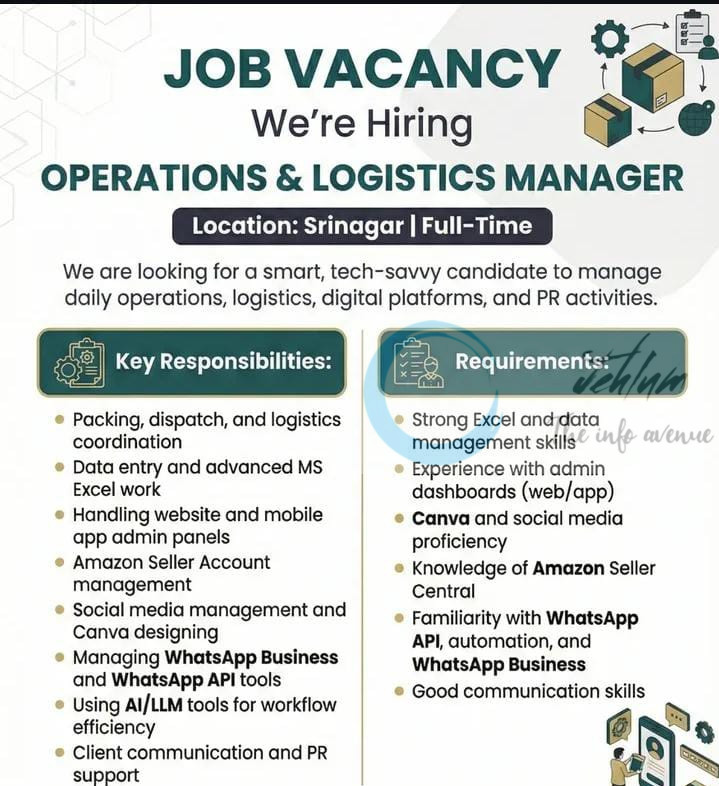 MedExamsPrep MEP srinagar Operations and Logistics Manager Job Opportunities 2025