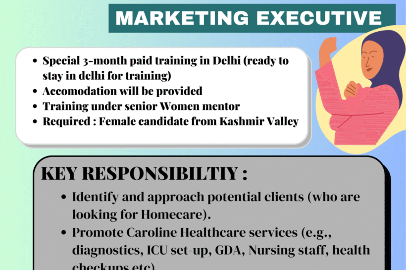 Caroline Healthcare Hiring Marketing Executive in Srinagar 2025