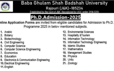 Baba Ghulam Shah Badshah University BGSBU Rajouri PhD Admission opportunities BGSBU/AC/30/2025