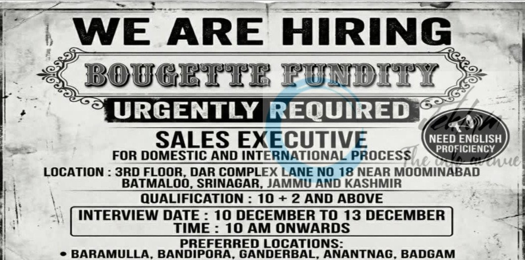 Bougette Fundity srinagar Sales Executives job opportunities 2025