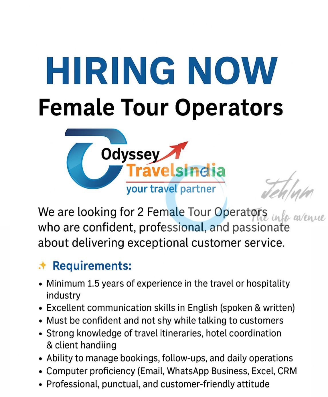 Odyssey Travels India OTI srinagar Tour Operator job opportunities 2025