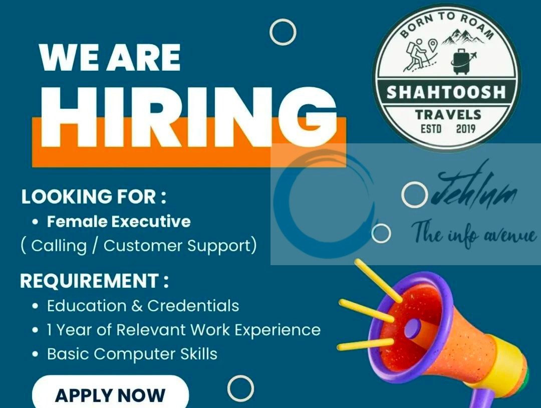Shahtoosh Travels ST srinagar Executive calling job opportunities 2025