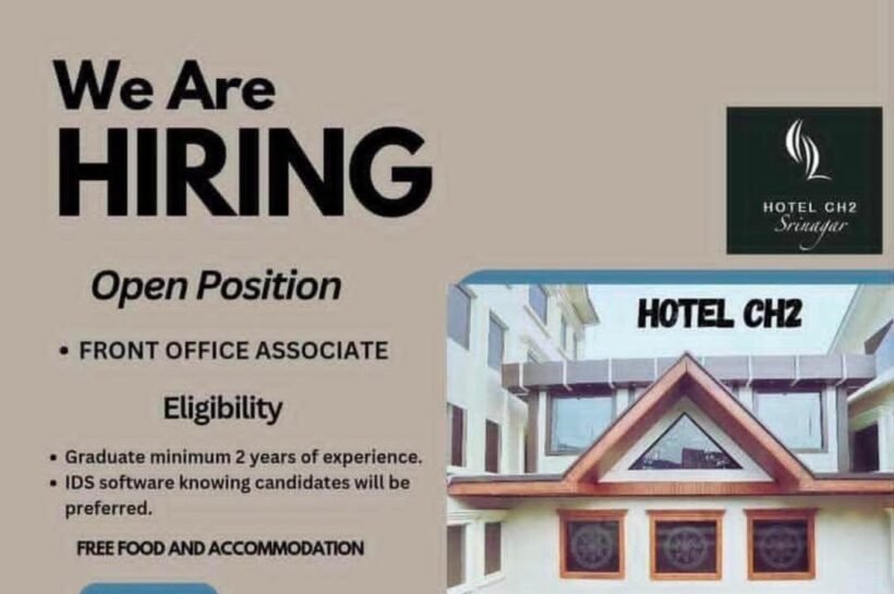 Hotel CH2 Srinagar Front Office Associate Job opportunities 2025