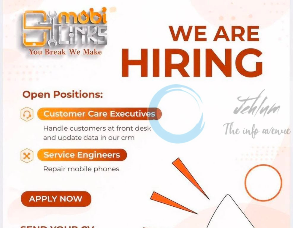 By Mobi Links srinagar Customer Care Executives and Service Engineers job opportunities 2025