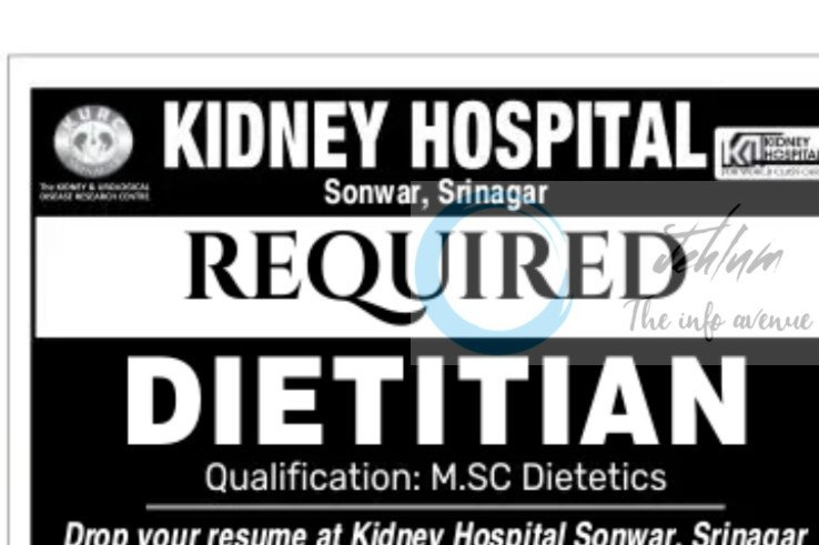 Kidney Hospital Srinagar Dietitian Job opportunities 2025