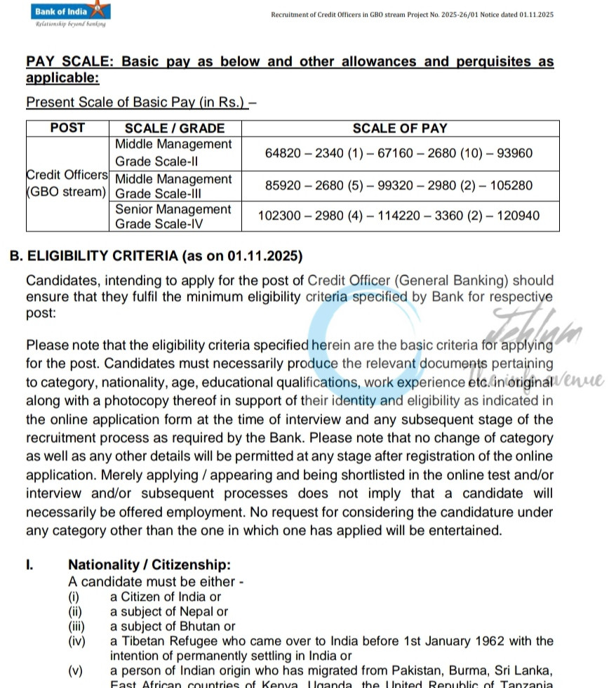 Bank of India BOI Mumbai Credit Officer GBO employment opportunities 2025-26/01