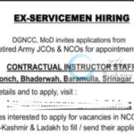 Directorate General National Cadet Corps DGNCC MoD Instructor Staff employment opportunities 2025