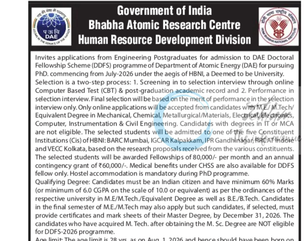 Bhabha Atomic Research Centre Mumbai PhD Fellowship opportunities notice CBC 48103/12/0009/2526 1 Bhabha Atomic Research Centre Mumbai PhD Fellowship opportunities notice CBC 48103/12/0009/2526
