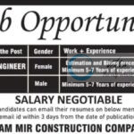 Abdul Salam Mir Construction Company ASMCC Srinagar Civil Engineer/ Driver Jobs Opportunities 2025