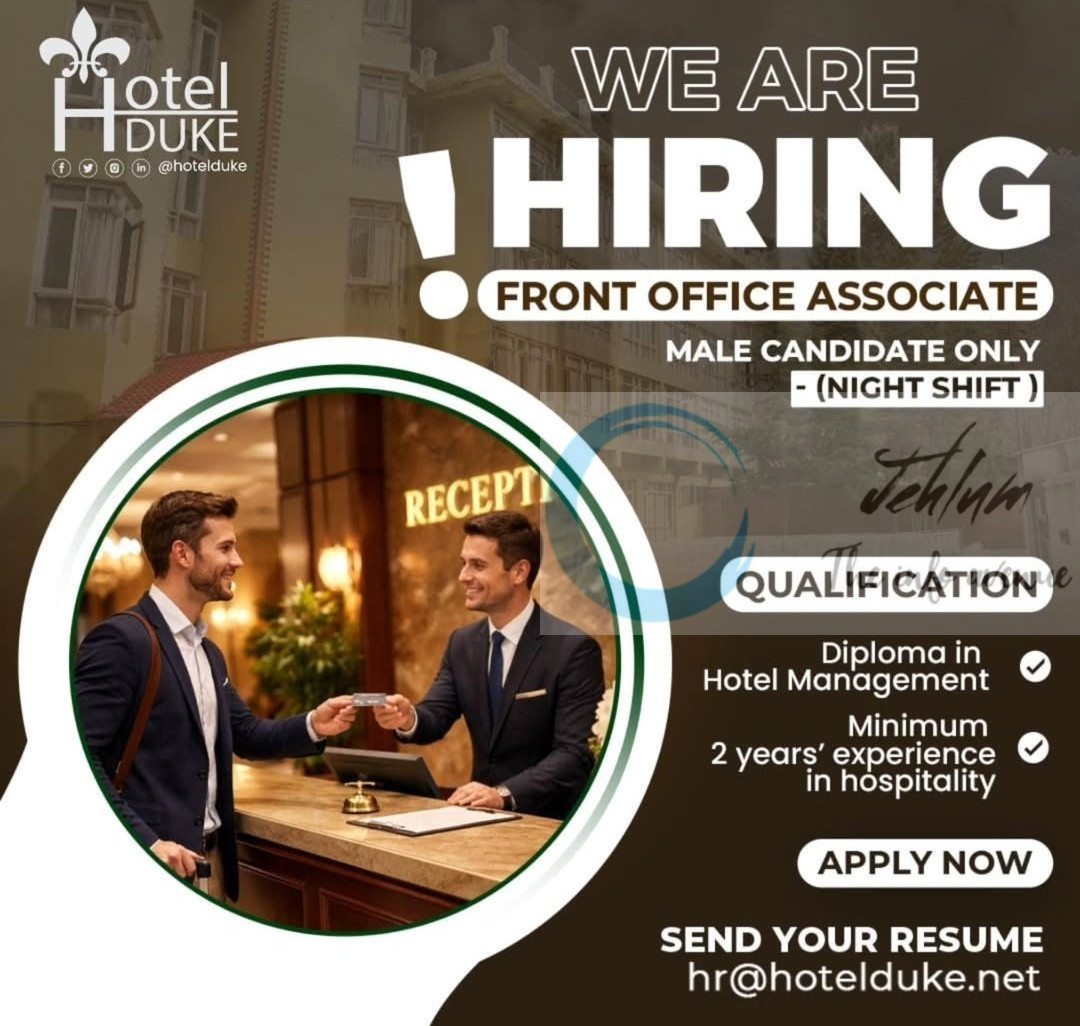Hotel Duke Srinagar Front Office Associate Jobs Opportunities 2025