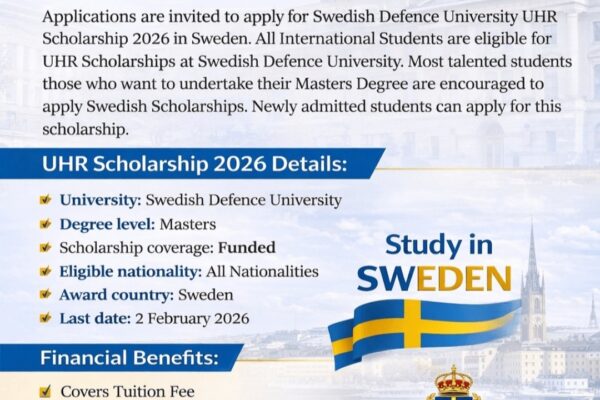 Swedish Defence University UHR Masters Program Scholarships 2026-27