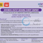 Adani Ambuja ACC Jammu and Kashmir District Sales Head/ District Technical Head Jobs Opportunities 2026