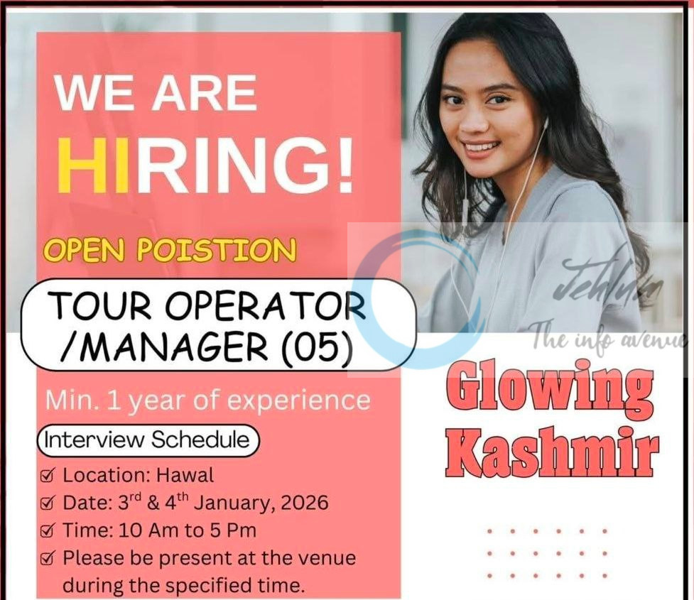 Glowing Kashmir GK Srinagar Tour Operator/Manager job opportunities 2026