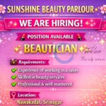 Sunshine Beauty Parlour SBP Srinagar Beautician job opportunities 2026