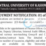 Central University of Kashmir Ganderbal Finance Officer and Controller of Examinations employment opportunities 2026