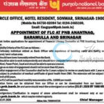 Punjab National Bank PNB Srinagar Anantnag and Baramulla FLC job opportunities 2026