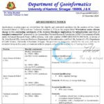 Kashmir University KU DEPTT of Geoinformatics JRF/Technical Assistant job opportunities notice F/GI-Project/ANRF/2025/1