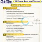 JK Peace Tour and Travels Srinagar staff job opportunities 2026