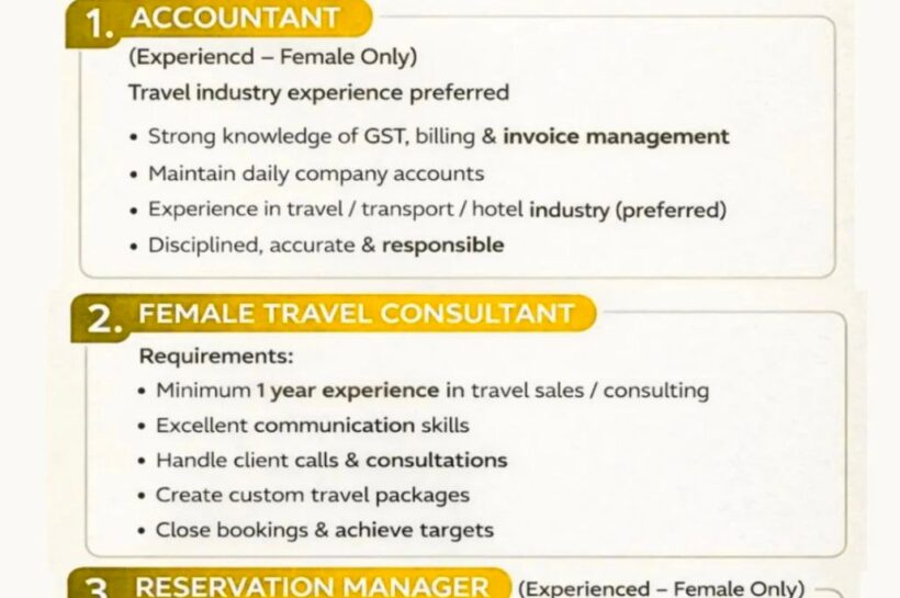 JK Peace Tour and Travels Srinagar staff job opportunities 2026