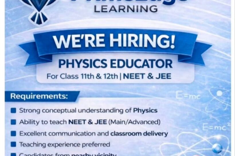 Prime Edge Learning PEL Srinagar Physics Educator job opportunities 2026