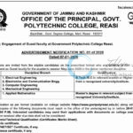 Govt Polytechnic College Gpc Reasi Guest Faculty Engineering and Mathematics job opportunities notice 01 of 2026
