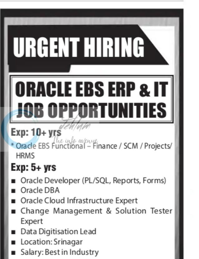 ABM KNOWLEDGE WARE LTD SRINAGAR ORACLE EBS ERP and IT JOB OPPORTUNITIES 2026