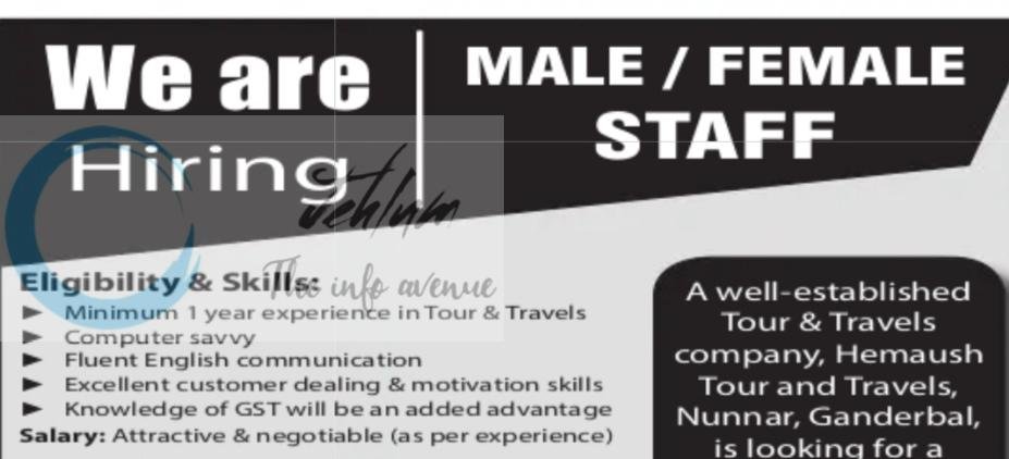 Hemaush Tour and Travels HTT Ganderbal staff job opportunities 2026