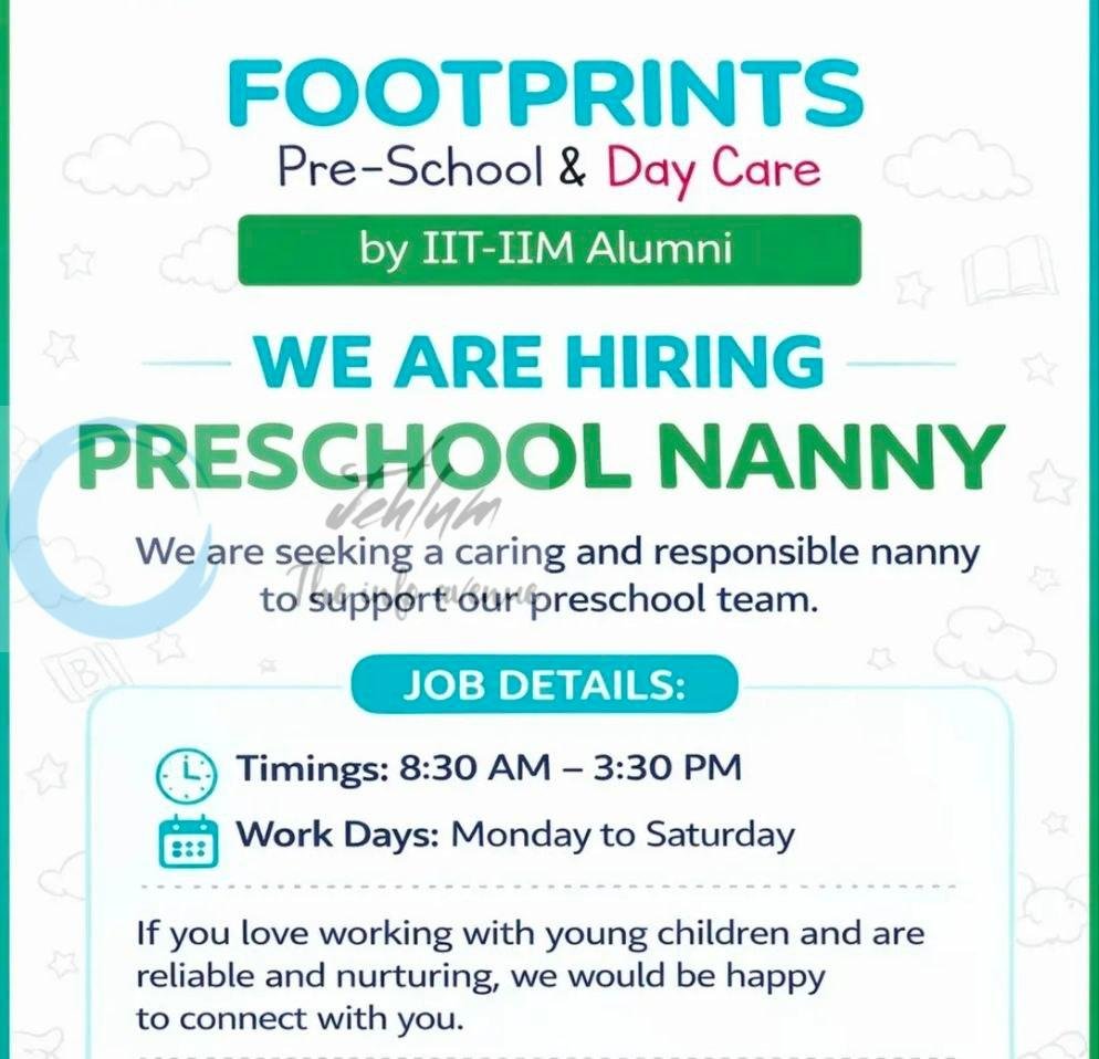 Footprints Preschool Srinagar nanny job opportunities 2026