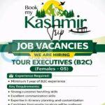 Book My Kashmir Trip srinagar Tour Executive job opportunities 2026