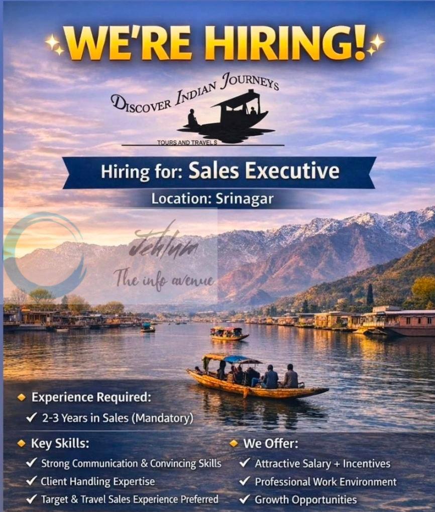 Discover Indian Journeys srinagar Sales Executive job opportunities 2026
