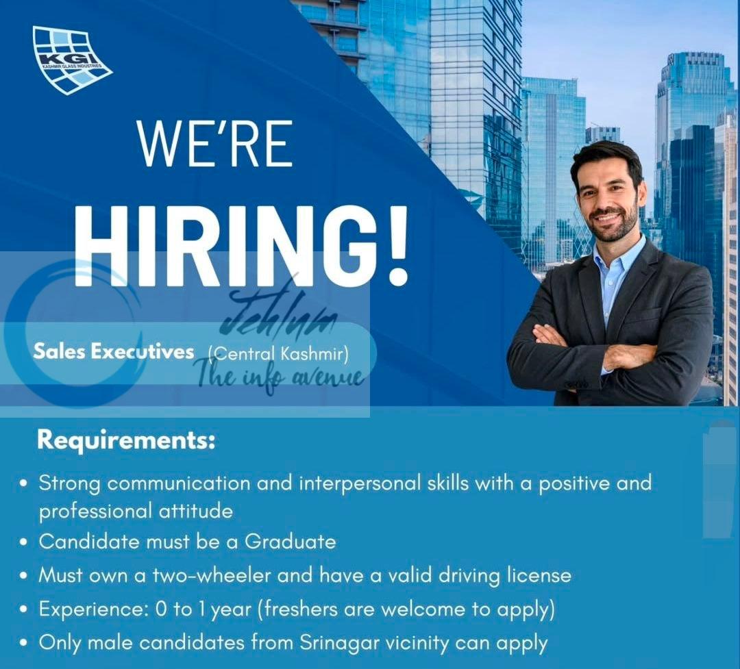 Kashmir Glass Industries KGI srinagar sales executive job opportunities 2026 1 Kashmir Glass Industries KGI srinagar sales executive job opportunities 2026
