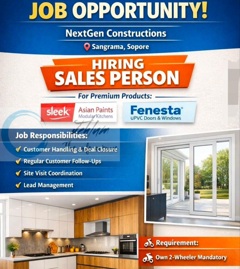 NEXTGEN CONSTRUCTIONS SANGRAMA SOPORE SALES PERSON JOB OPPORTUNITIES 2026