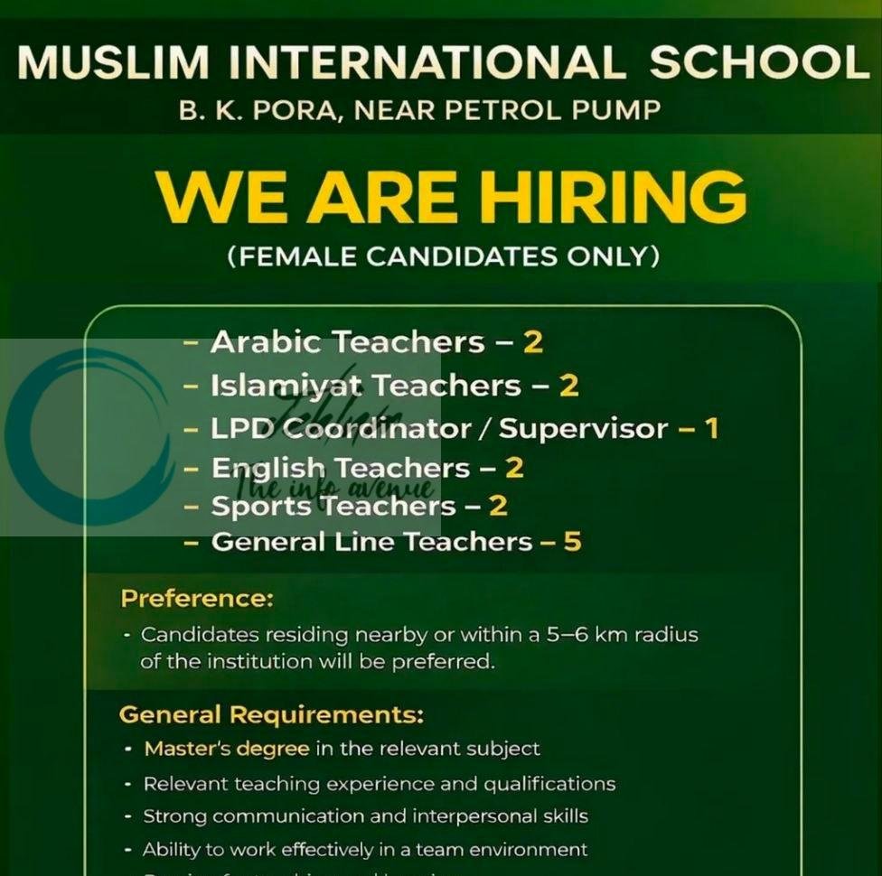 Muslim International School BK Pora srinagar Teachers job opportunities 2026