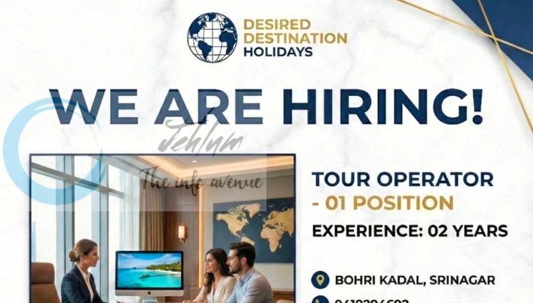 Desired Destination Holidays Srinagar Tour Operator job opportunities 2026
