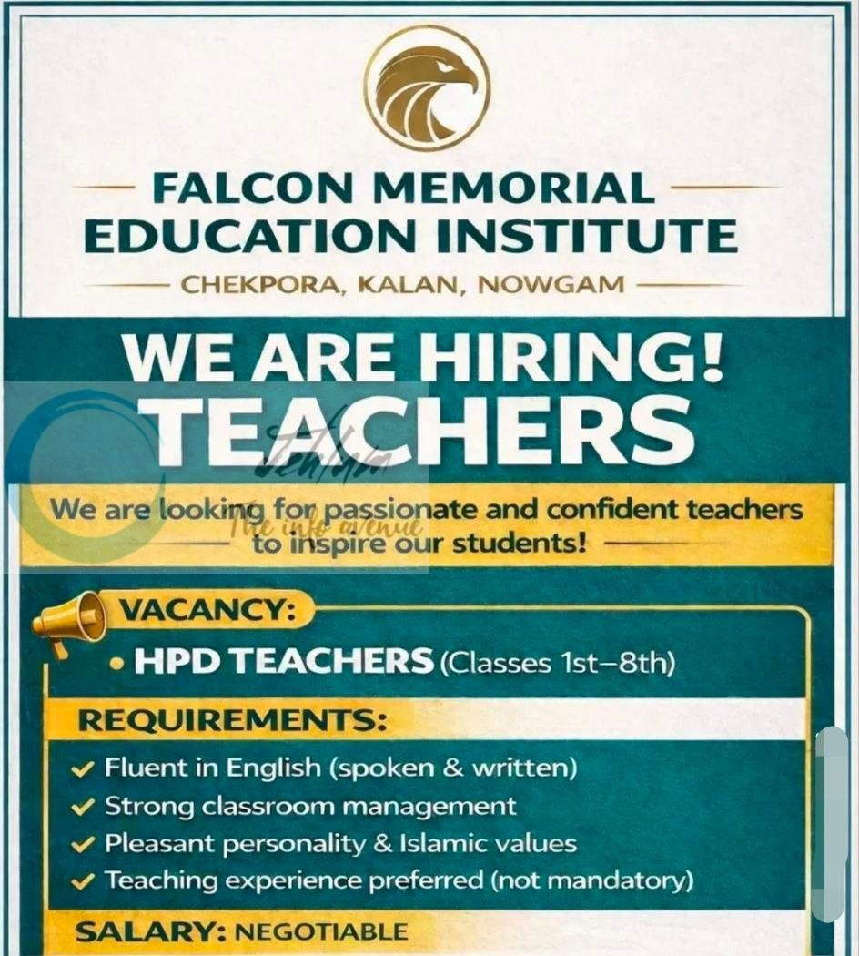 Falcon Memorial Education Institute Nowgam HPD Teachers job opportunities 2026