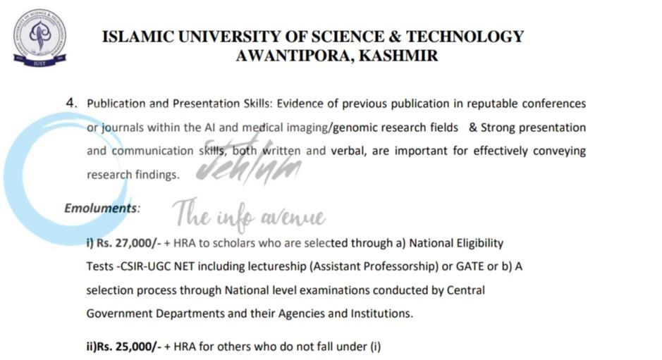 Islamic University of Science and Technology Awantipora Project Associate I job opportunities notice IUST/DSOHS-PURSE/26/16
