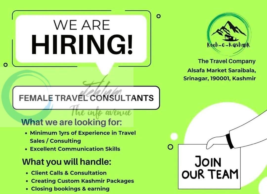 Rooh-e-Kashmir srinagar Travel Consultant Job opportunities 2026