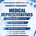 Alfa Health Ways Pvt Ltd sopore medical representative job opportunities 2026