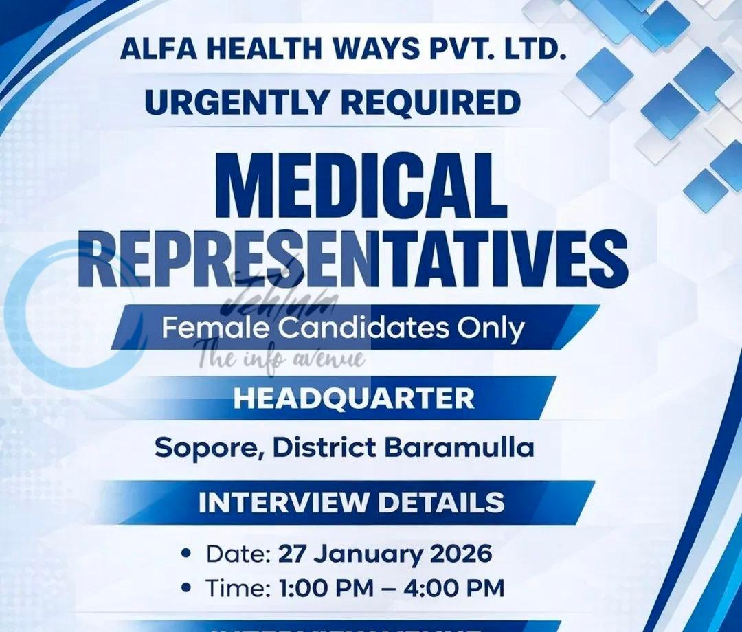 Alfa Health Ways Pvt Ltd sopore medical representative job opportunities 2026