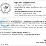 National Institute of Fashion Technology NIFT Psychological Counsellor job opportunities 2026