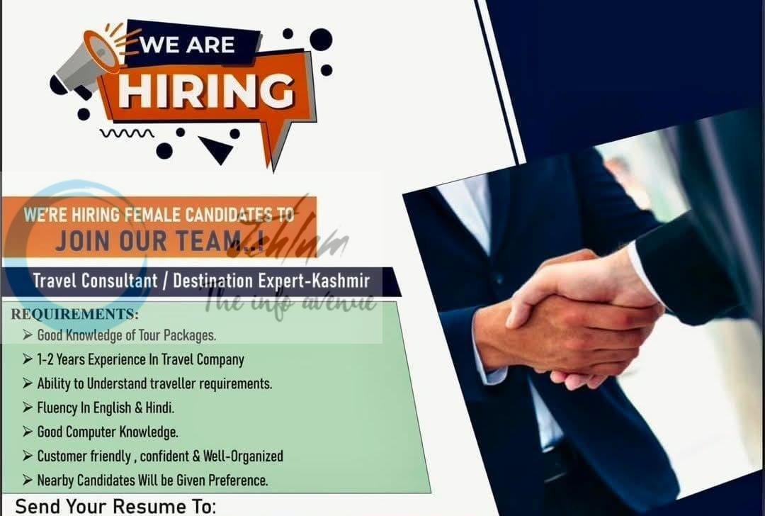 Hangout Holidays srinagar Travel Consultant job opportunities 2026